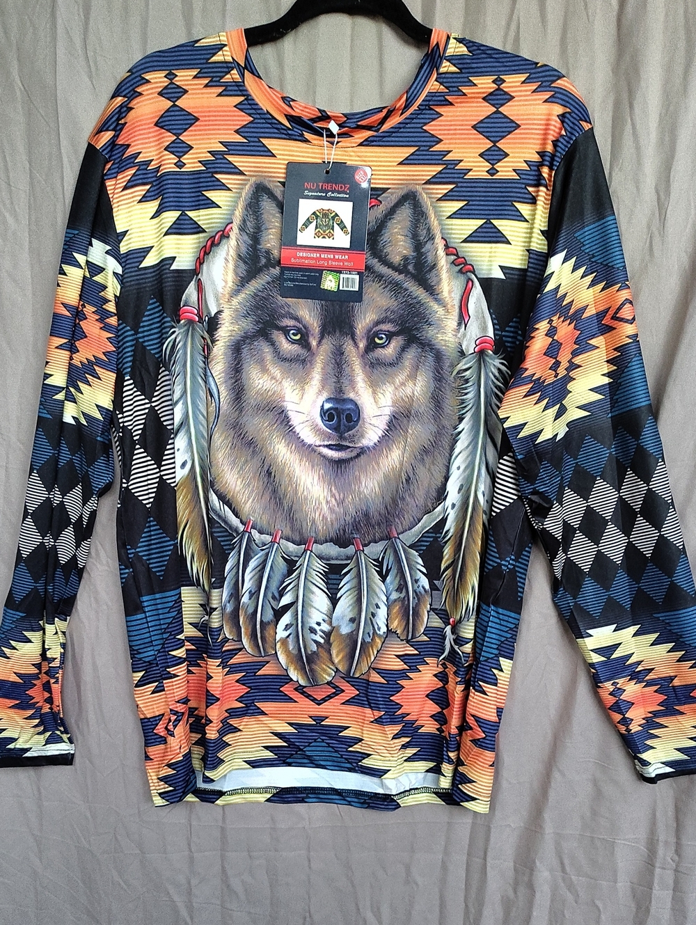 Nu Trendz Wolf Dreamcatcher Graphic Long Sleeve Shirt - Multicolor